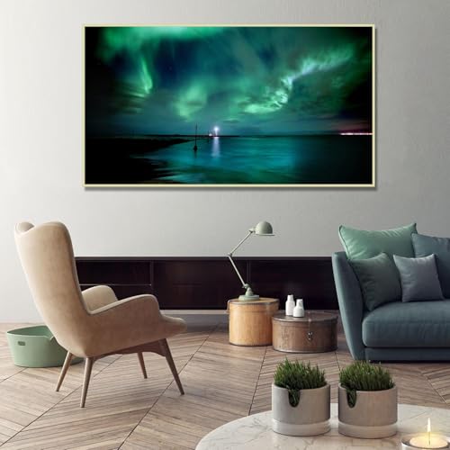 Tableau aurore boréale 30x54cm pour mur vide de chambre - 3