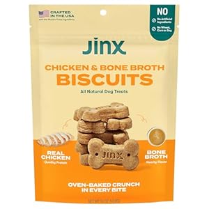 Jinx Oven-Baked Chicken Bone Broth Biscuit Treats, Crunchy, All Natural, Superfood-Rich with Real Chicken, Pumpkin & Blueberries, 16oz Jinx Oven Baked Chicken Bone Broth Biscuit Treats Crunchy All Natural Superfood Rich with Real Chicken Pumpkin Blueberries 16oz