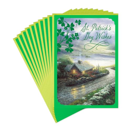 Hallmark Thomas Kinkade St. Patricks Day Cards, 10-Pack (Seaside Cottage)