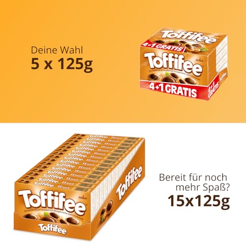 Toffifee 4 + 1 Extra – 1 x 625 g – Haselnuss in Karamell mit Nougatcreme und Schokolade – ideal zum gemeinsamen Naschen und Teilen