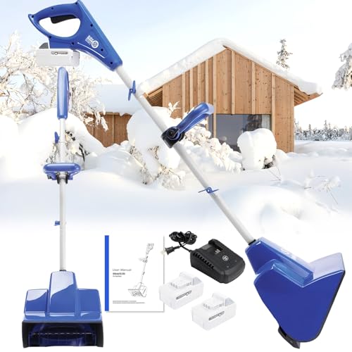 Pala da Neve Elettrica Senza Fili, Spazzaneve Elettrico da 24V, Pala da Neve per Vialetto, Motore Brushless, per Terrazza Marciapiede Gradino (Batteria da 4,0Ah e Caricabatteria Inclusi),2Battery