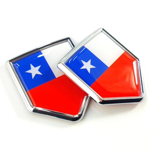 Image of Newperlite Chile Flag Decal Sticker Car Emblem Chilean Flag Car Decoration Accessories Chrome Shield for Truck Vehicles Cars, 2 Pack