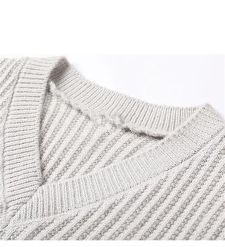 Men's Fashion V-Neck Knitted Pullover Street Style Striped Sleeveless Sweater Vest2