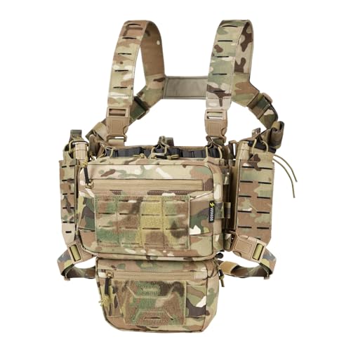 VOTAGOO Chest Rig-Tactical Chest RigMolle Modular Micro Fight Chest Rigs Adjustable&Detachable with 5.56/7.62 Magazine Pouch