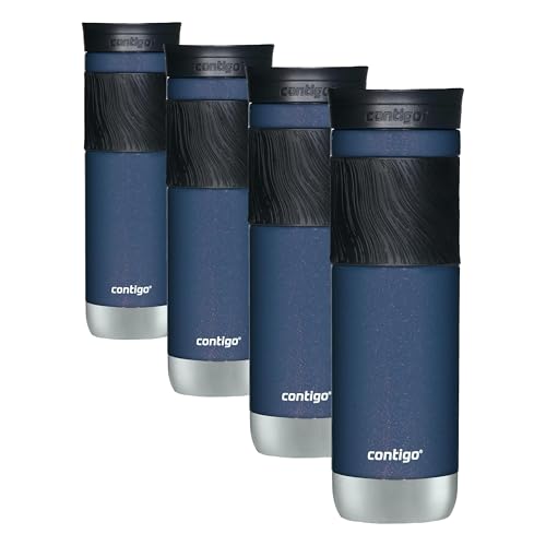 Image of Contigo Byron Travel Mug, Insulated Stainless Steel, 24oz | Leak-Proof Lid | BPA-Free | ThermoLock Insulation | Pack of 4