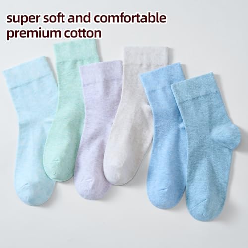 Image of ATBITER Women's Thin Cotton Crew Socks - Soft Above Ankle Bootie Casual Dress Socks 6-Pairs