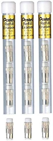 Pentel Refill Erasers For GraphGear 1000 GraphGear 500 Sharplet PG500 PG300 P200 (Pack Of 3 Tubes - 12 Eraser Refills)