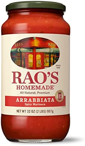 Rao's Homemade Arrabbiata Sauce, 32 oz, Tomato Sauce, All Purpose, Keto Friendly Pasta Sauce, Premium Quality Tomatoes from Italy & Crushed Red Pepper
