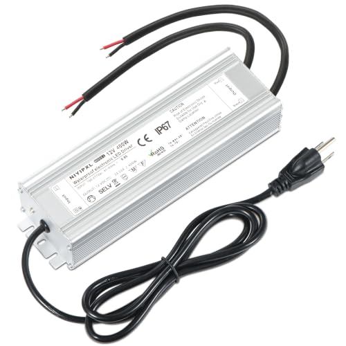 Image of LED Driver 400 Watts(200W X2) 12V DC Transformer,Waterproof IP67 Power Supply, Adapter with 3-Prong Plug 4.9 Feet Cable for Any DC led Lights, Computer Project, Outdoor Light
