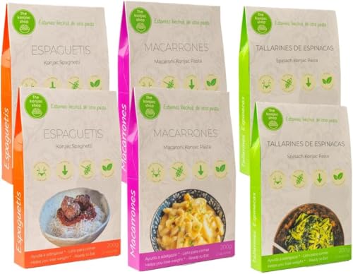 The Konjac Shop - Pack de 6 Unidades de 270g Pasta Shirataki Sin Gluten Bajo En Calorias y Carbohidratos Aptos Para Veganos, Dietas Keto, Low Carb