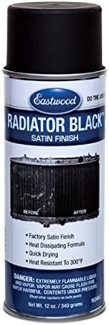 Eastwood High Heat Resistant Radiator Paint | Satin Black Spray for Paint for Automotive Radiators & Intercooler | Stone and Chip Resistant Paint Finish | Heat Resistant To 300° F | 12 oz