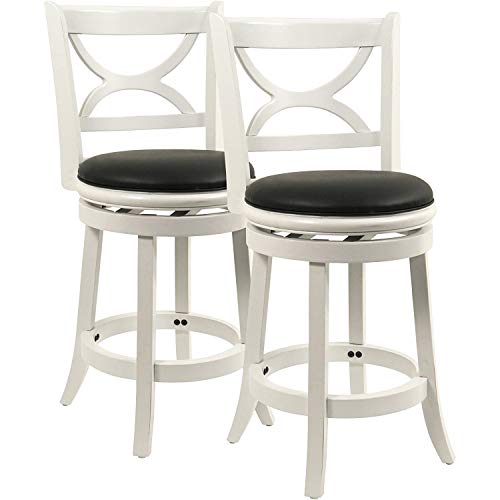 Boraam Florence Counter Height Stool, 24-Inch, Distressed White, 2-Pack