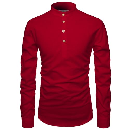 Image of Men's Full Sleeve Beige Color Cotton Blend Spread Slim Fit Shirt Style Kurta for Men and Boys