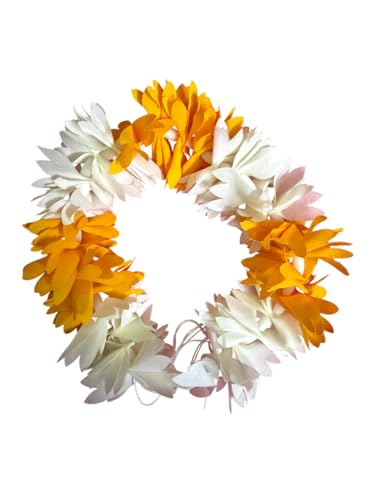 Artificial Flower Hair Gajra | Yellow & White Fabric Floral Hair Garland with Adjustable Tie | Traditional Indian Hairstyle Accessory for Weddings & Festivals image 5