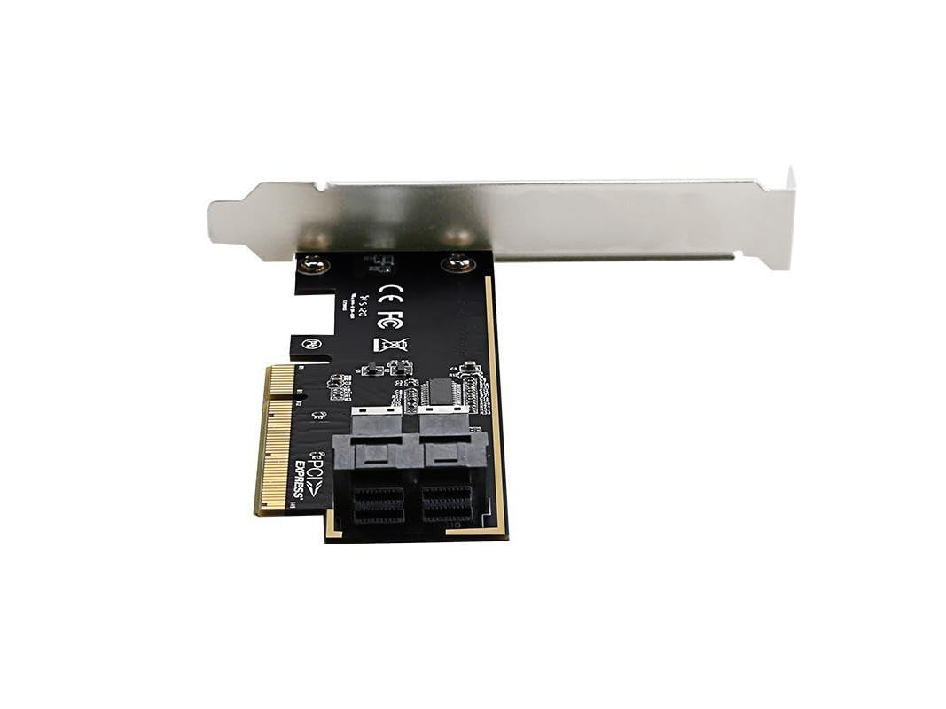 Karta rozszerzeń PCIe 3.0 x16 do U.2 (SFF-8643) NVMe – adapter 4/2/1 do dysków SSD U.2, kompatybilny z gniazdami PCIe x8/x16 (2 porty)
