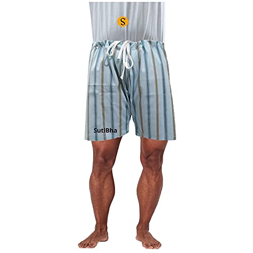 Image of Men's Lattha Traditional Pure Cotton Underwear aka Patta wala Janghiya, Dhari wala / Striped Undergarment, Khadi Latthe Ka Jangia, Nicker,Chaddi; Nade wala kachha with wide Miyani /Asan & Back Pocket & Drawstring /Nada