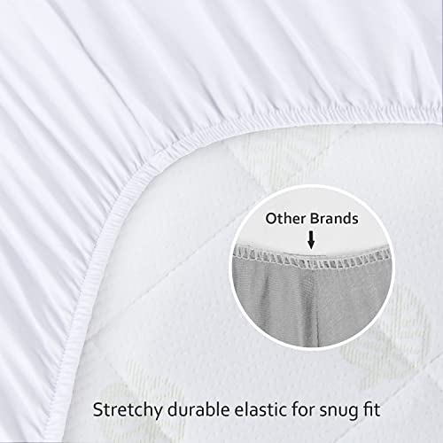 Biloban Crib Sheets Waterproof, Crib Mattress Protector Pad For Standard Crib & Toddler Mattress, Cozy Crib Sheet For Baby Boy And Girl, White, 2 Pack #TOP1