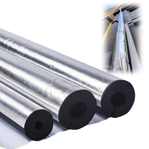 Outdoor Foam pipe insulation tubing, for On air conditioning lines on Heat Pump, Insulated tubes prevent heat loss, ID 22mm (7/8")-165mm (6-1/2") aluminum foil Foam Tubing(76mm(ID) x20mm)