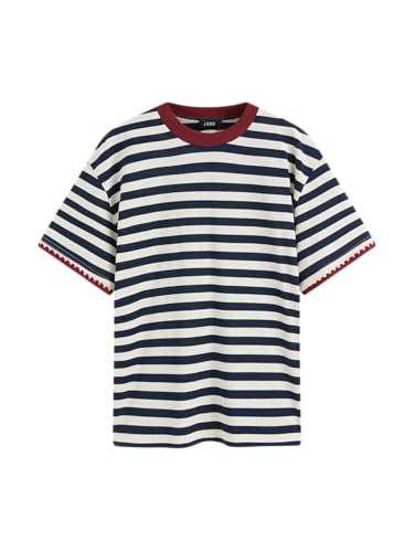 Image of CIDER Women Striped Tops Oversized Loose Crew Neck T-Shirts Short Sleeve Casual Summer Tee Shirts