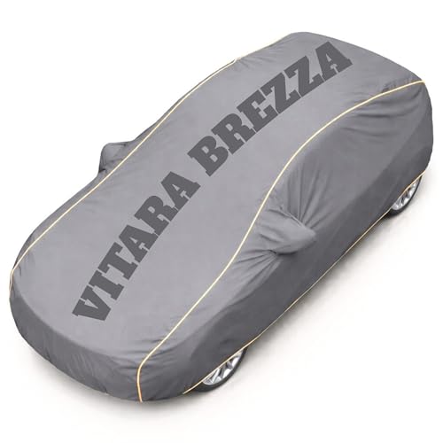 Image of Superior Grade Quality Brezza Cover (All Variants) Car Body Cover - 100% Waterproof Custom Fit with Mirror Pockets | Triple-Stitched Elastic Design, Heat Reflective, Anti-Dust, All-Weather