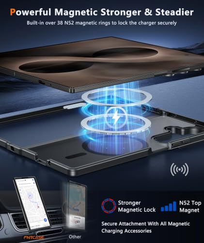 Image of FNTCASE for Samsung Galaxy Z Fold 8 Ultra Case: Galaxy Z Fold 7 Case: [Fit for Magsafe] [Screen Protector] Military Grade Drop Protection, Translucent Matte Magnetic Phone Cover - Black