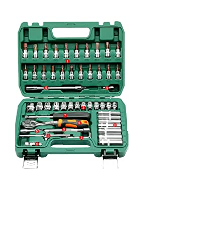 YyDDs Juegos de herramientas manuales Juego de herramientas de reparación de automóviles Caja de herramientas mecánicas Compatible para el hogar Juego de llaves de vaso de trinquete Kit de