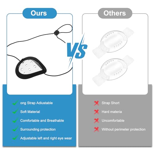 2 Stück Verstellbare Transparent Augenklappe Medizinisch,Atmungsaktiv Augenschutz Nach Augen Op,Verstellbare Augenpflaster Erwachsene,Augenklappe mit Kleinen Loch für Erwachsene Kinder