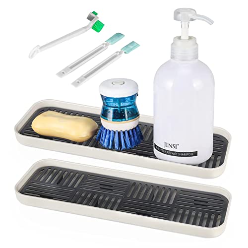 Organizador para fregadero de cocina y cuarto de baño con cepillos de limpieza, soporte para esponja, estera de barra, rejilla de secado, estera de goteo, cepillos, botellas (2 unidades) Cover