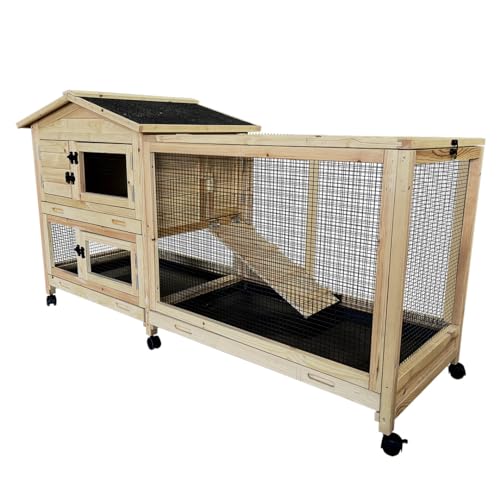 Duvo+ Woodland Kaninchenstall Mit Rädern Hoppy Pinus Holz Mit Ren