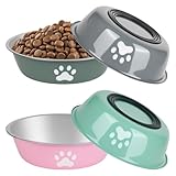 YYTECH 4 Stück Hundenapf Edelstahl, Futternapf Hund, Hundeschüssel mit rutschfest Silikonboden, Fressnapf Hund, Wassernapf Hunds, für Große, Mittelgroße und Kleine Hunderassen, 860ml