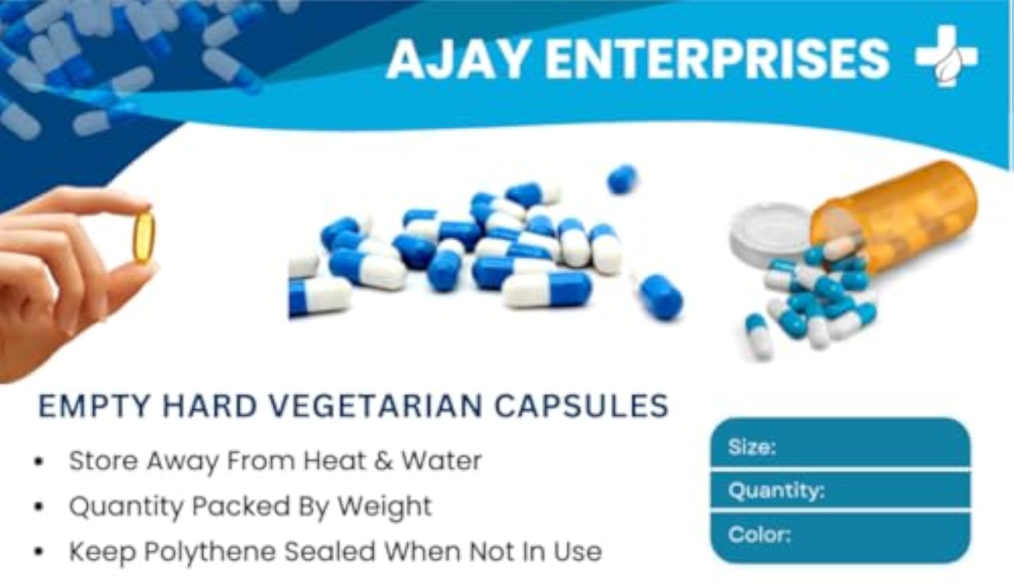 Ajay Enterprises Empty Gelatin Capsules, Size 0 (Pack of 2000)