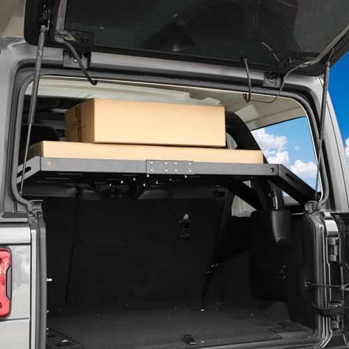RT-TCZ Rear Trunk Cargo Rack Basket for Jeep Wrangler JKU (2007-2017) & JLU (2018+), 4 Door Interior Storage Shelf, Black Aluminum Alloy & Stainless Steel, 3PCS Assembled Pallet by RT-TCZ - Image 7