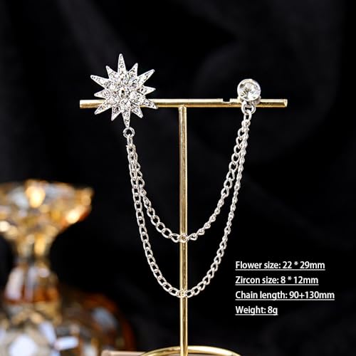 Image of women's chain brooch tassel chain rhinestone zircon brooch is suitable for women's metal chain clothing accessories, jewelry, gifts, and various holiday accessories