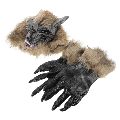 Masque de loup effrayant Halloween et gants à griffes pour un costume complet adulte