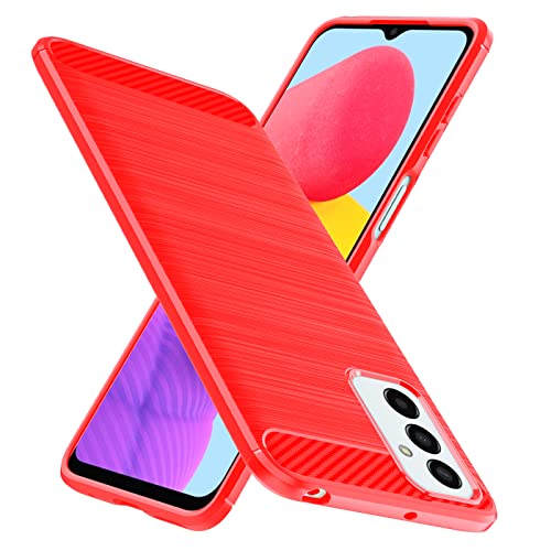 Natbok Funda Compatible con Samsung Galaxy M13,TPU Suave + Fibra de Carbono Flexible Carcasa,Grado Militar a Prueba de Golpes,Anti-Raspaduras,Antideslizante Funda para Samsung Galaxy M13,Rojo