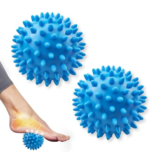 Balle de Massage Set, 2 Pièces Boule Hérisson, Boule Myofasicale, Pour Massage du Dos, Des Jambes, Des Pieds et Des Mains Muscle Relax, Bleu