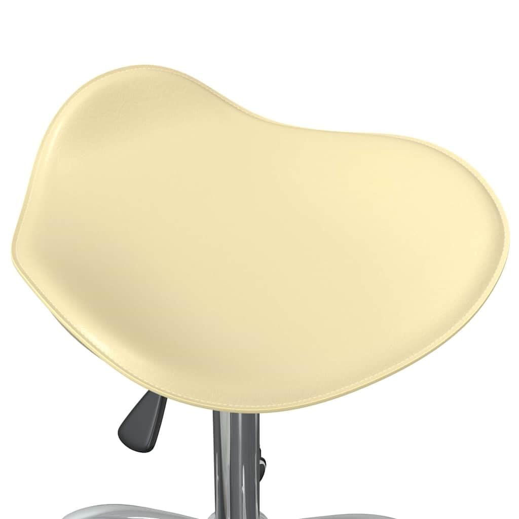Krzesło biurowe, kremowe, ze sztucznej skóry, z regulacją wysokości i funkcją obrotu o 360 stopni, ergonomiczne krzesło do pisania i pracy z kółkami i sprężyną gazową, idealne do biura