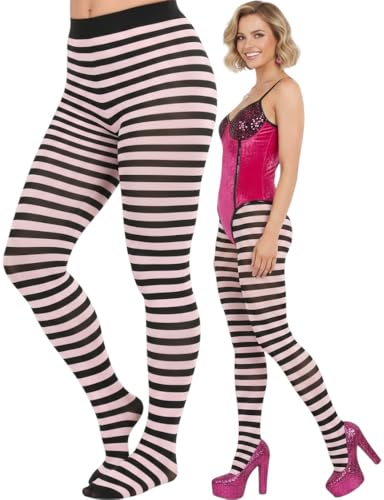 Image of ToBeInStyle Women's Thin Horizontal Stripe Opaque Tights Pantyhose - Regular or Plus