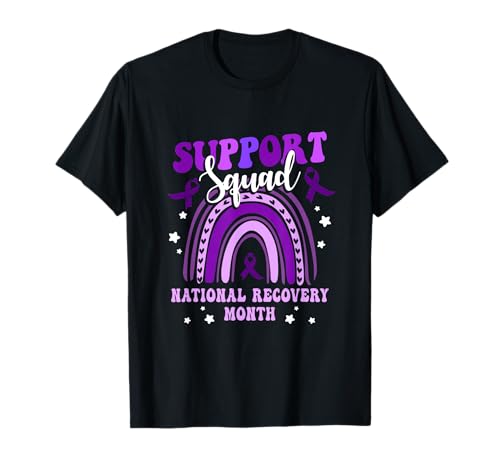 Apoyo-Cuadrado Mes Nacional de Recuperación Adicción Boho Rainbow Camiseta