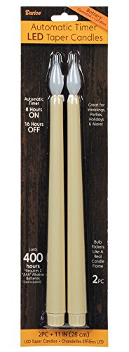 Darice 6205-02 Led Taper Candles With Timer (2/ Pack), 11", Ivory #TOP1