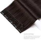 Yamel Clip in Hair Extensions One Piece 5 Clips Short 12 inch Natural Dark Brown Straight Synthetic Hairpieces 3/4 Full Head Clip in Hair Extension - Image 2