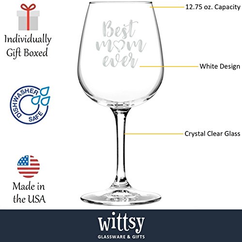 Best Mom Ever Wine Glass - Unique Christmas Gifts For Mom, Women, Wife - Top Xmas Mom Gifts From Daughter, Son, Husband, Kids - Cool Birthday Present Idea For A New Mother, Her - Fun Novelty Wine Gift #TOP2