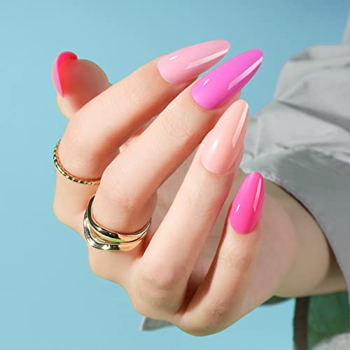 Image of FANDAMEI Press on Nails, 24 Colors 576PCS Press on Nails Almond, Medium Acrylic Fake Nails Full Cover, Natural Glossy, False Nails with Nail Glue