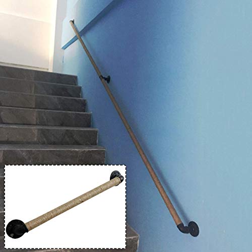 Rampe d'escalier style industriel fer forgé authentique et chanvre