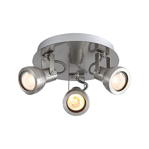 Preisvergleich Produktbild NEWSEE Deckenleuchte Schwenkbar Deckenspot Aufbau Spots Deckenstrahler 3 Flammig für Wohnzimmer Schlafzimmer Küche LED-Strahler Innen winkelverstellbar (Silber,Leuchtmittel GU10)