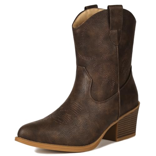 Image of IXU Cowboy Boots for Women Ankle Cowgirl Wide Western Short Booties