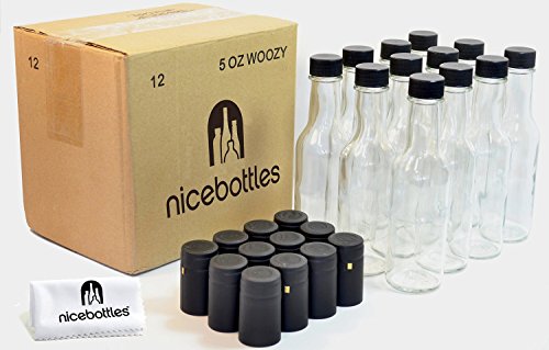 nicebottles Clear Glass Woozy Bottles with Shrink Capsules