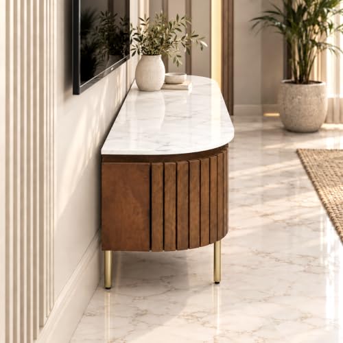 Image of The Attic Carlston TV Cabinet,Solid Wood Sideboard TV Cabinet for Living Room - Carlston Model, Provential Teak Matte Finish