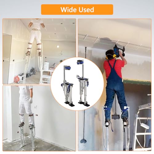 BIGREAT Silver Drywall Stilts 15-23 Inch Height Adjustable Lifts Aluminum Tool for Painting Finishing Pruning Branches Cleaning