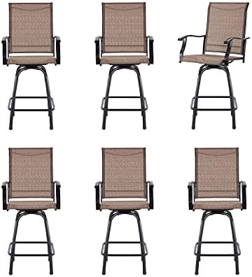 VICLLAX Swivel Bar Stools Patio Chairs, All-Weather Outdoor Furniture for Garden Backyard, Set of 6